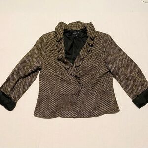 Jones New York Open Front Blazer with Ruffle Collar Womens Size 18